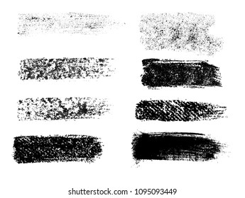 Painted grunge stripes set. Black labels, background, paint texture. Brush strokes vector. Handmade design elements.