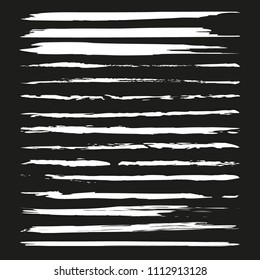 Painted grunge stripes set. Black labels, background, paint texture. Brush strokes vector. Handmade design elements.