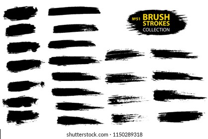 Painted grunge stripes set. Black labels, background, paint texture. Brush strokes vector. Handmade design elements. Large set different grunge brush strokes. Dirty artistic design elements.