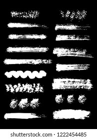 Painted grunge stripes set. Black labels, background, paint texture. Brush strokes vector. Handmade design elements.