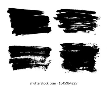 Painted grunge stripes set. Black labels, background, paint texture. Brush strokes vector. Handmade design elements.