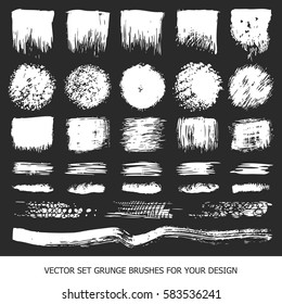 Painted grunge stripes set. Black labels, paint texture. Brush strokes vector. Background handmade design elements.