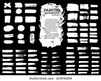 Painted grunge stripes set. Black  labels, background, paint texture. Brush strokes vector. Handmade design elements.