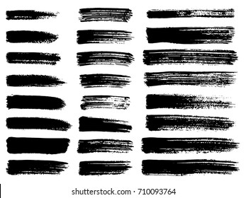 Painted grunge stripes set. Black  labels, background, paint texture. Brush strokes vector. Handmade design elements.