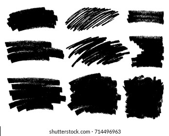 Painted grunge stripes set. Black  labels, background, paint texture. Brush strokes vector. Handmade design elements.