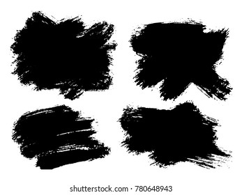 Painted grunge stripes set. Black  labels, background, paint texture. Brush strokes vector. Handmade design elements.