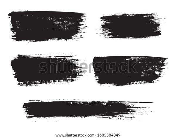 Painted Grunge Stripes Set Black Labels Stock Vector (Royalty Free ...