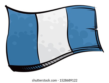 Painted Guatemala flag waving in wind