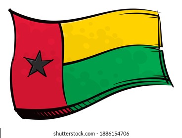 Painted Guinea-Bissau flag waving in wind