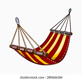 Painted hammock. Colored on white background.