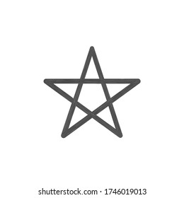 Painted hand drawn linear star. Stock vector illustration isolated on white background.