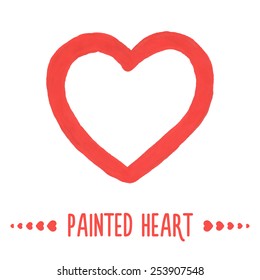 Painted hand drawn outlined heart. Vector illustration