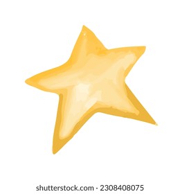 Painted hand drawn yellow star. Vector illustration
