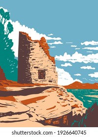 Painted Hand Pueblo In Canyon Of The Ancients National Monument In Southwest Colorado WPA Poster Art