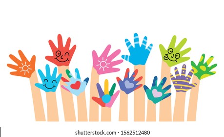 Painted Hands Of Little Children