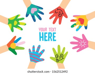 Painted Hands Of Little Children