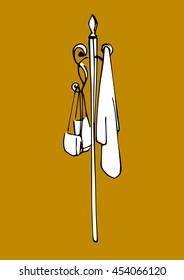 Painted hanger or isolated background. Hanger with clothes - art vector illustration.