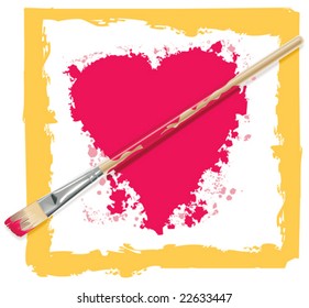 Corazón pintado con brocha como flecha