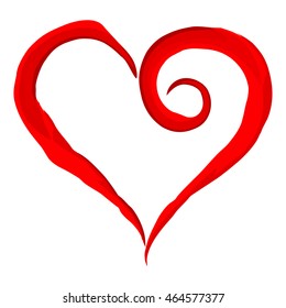 Painted heart isolated on white lineart heart