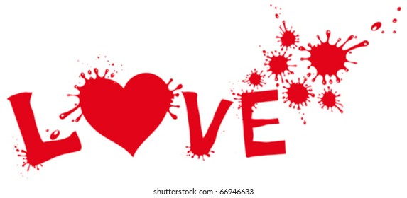 Painted heart with splashing.