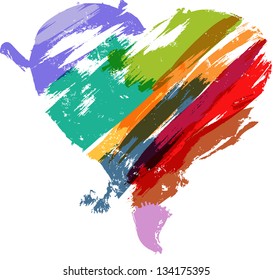 corazón pintado, ilustración vectorial