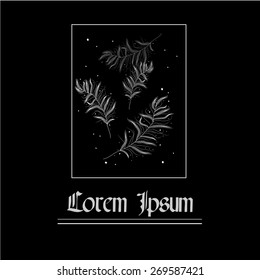 Are painted here stylized feathers in the frame and text. Illustration from set.