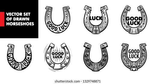 Painted horseshoe mascot. Vector illustration on white background