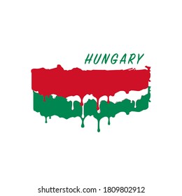 Bandera de Hungría pintada, goteo de pintura de la bandera de Hungría. Ilustración vectorial de existencias aislada en fondo blanco