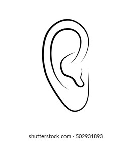 Painted icon of the human ear. Vector illustration.