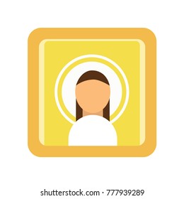 Painted icon of Saint man. Religious work of art. Male silhouette, Christian symbolism. Religion traditions of Orthodox church. Flat vector illustration