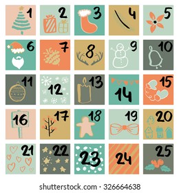 Painted in ink Advent calendar. Beautiful and charming illustrations