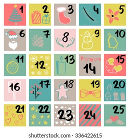 Painted in ink Advent calendar. Beautiful and charming illustrations