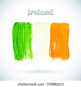 Painted Irish flag, vector illustration