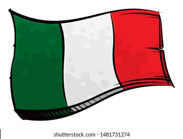 Painted Italy flag waving in wind