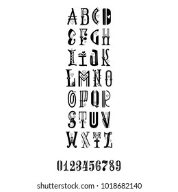 The painted Latin font, for posters and postcards, can be used for registration of congratulations on a holiday!