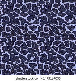 Painted leopard print in blue. Small print leopard. Animal print painted markers. Stylish print style doodling. Vector