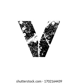 Painted letter V. Grunge alphabet font. Abstract handmade sans serif typeface. Distress textured abc. Ink splatter surface trace. Vector stock illustration EPS 10. Isolated on white.