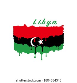 Painted Libya flag, Libya flag paint drips. Stock vector illustration isolated on white background