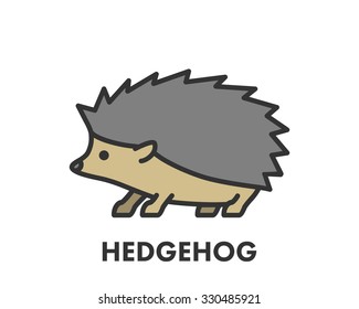 Painted line figure of hedgehog. Vector outline symbol for web and design