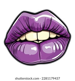 Painted Lips Flat Icon Isolated On White Background