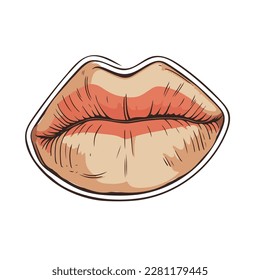 gestrichene Lippen - flaches Symbol einzeln auf weißem Hintergrund