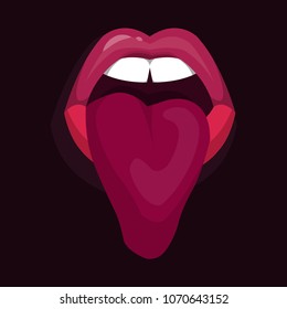 painted lips show the tongue