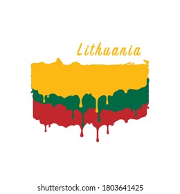 Anstrichene litauische Flagge, Litauen Flagge tropfen Farbe. Stock-Vektorgrafik einzeln auf weißem Hintergrund