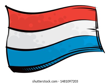 Painted Luxembourg flag waving in wind