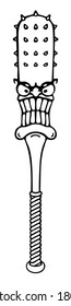 Painted mace with face, vector illustration