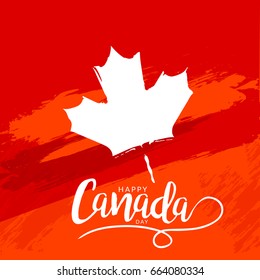 Painted Maple Leaf Design Of Happy Canada Day.