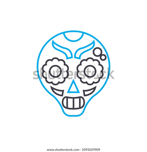 Painted mask linear icon concept. Painted\
mask line vector sign, symbol,\
illustration.