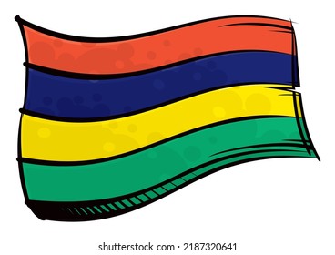 gemalte Mauritius-Flagge im Wind schwellt