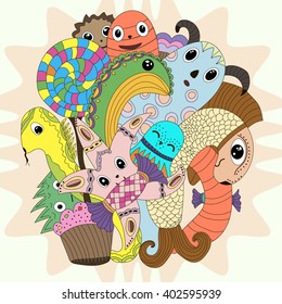 painted monsters, doodle