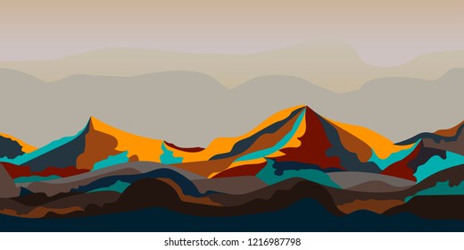 Painted mountain landscape graphic design